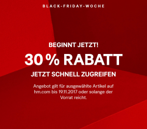 30% Rabatt bei H&M zum Black Friday