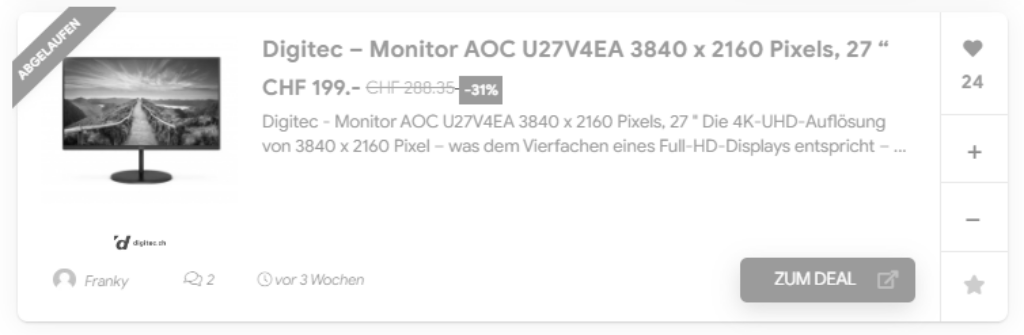 Monitor Black Friday Angebot bei Digitec