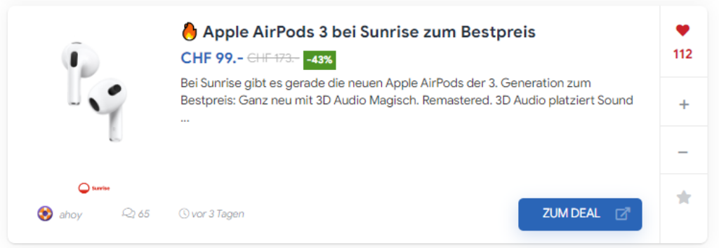 Black Friday Angebot bei Sunrise