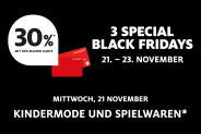 MITTWOCH 21.11: KINDERMODE & SPIELWAREN bei Manor